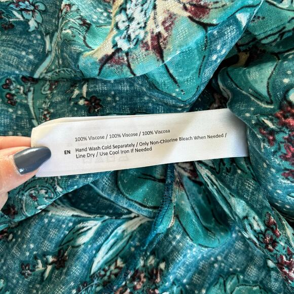 Band of the Free Celene Deep Teal Boho Floral Layered Midi Skirt Women’s Size XS - Picture 7 of 8